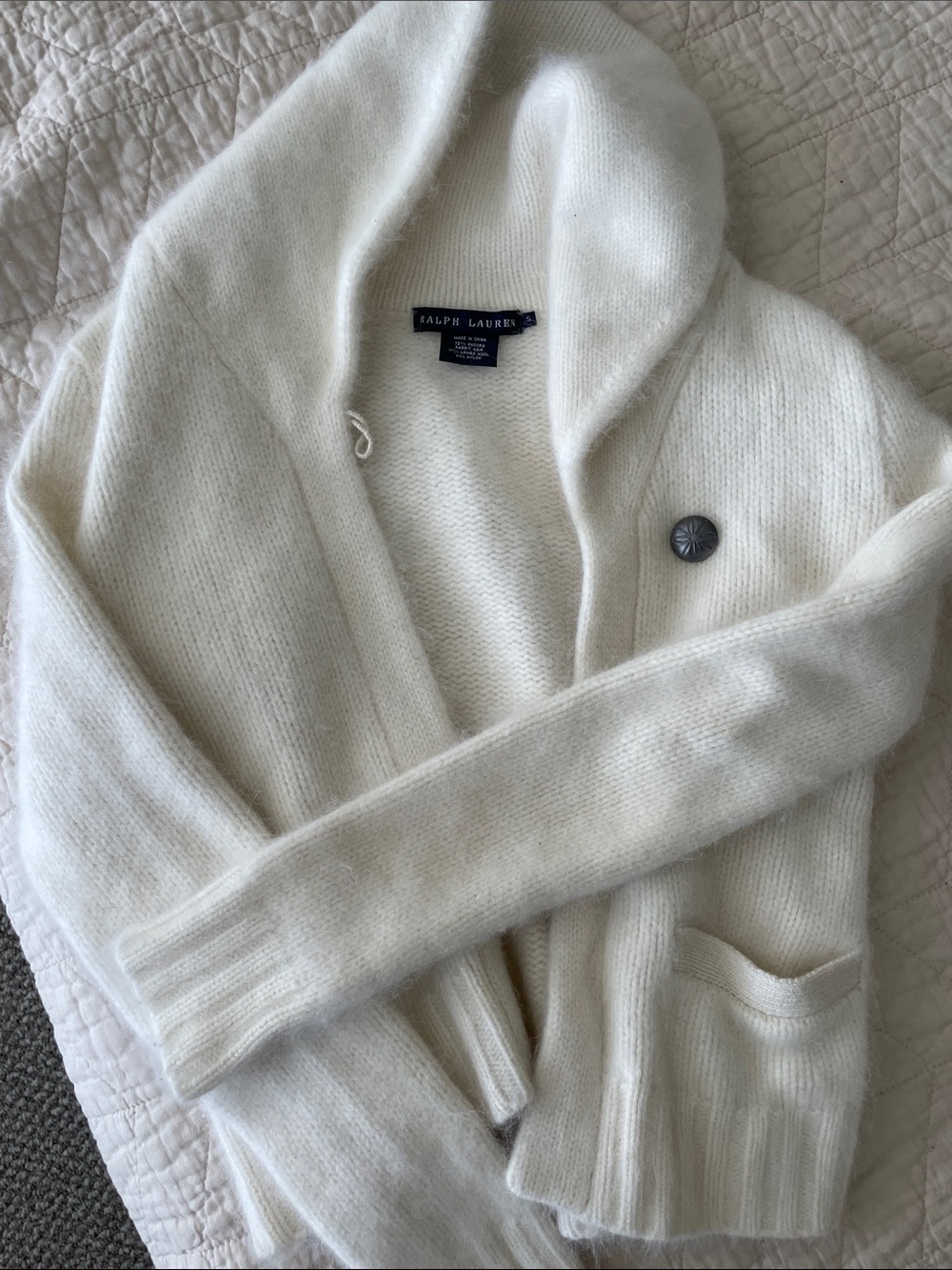 Ralph Lauren Ivory Collar Cardigan Sweater